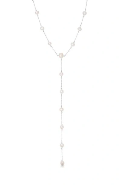 Ettika Dripping Freshwater Pearl Y-necklace In Silver