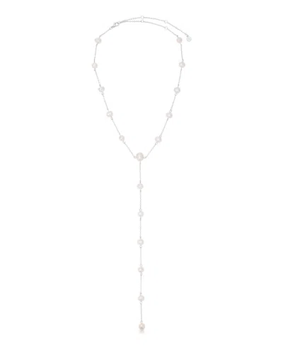 Ettika Dripping Mother Of Pearl Lariat Necklace In Silver