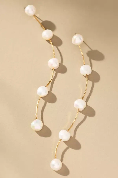 Ettika Dripping Pearl Delicate Drop Earrings In Gold