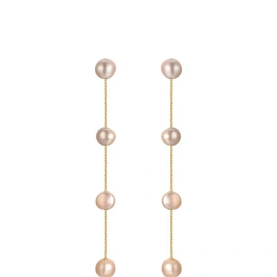 Ettika Dripping Pearl Delicate Drop Earrings In Brown
