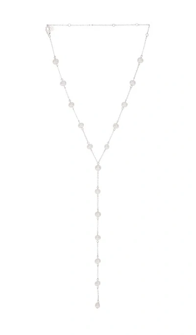 Ettika Dripping Pearl Lariat Necklace In Pearl & Silver