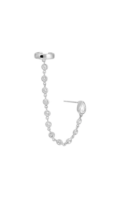 Ettika Ear Cuff Crystal Chain Stud In Neutral