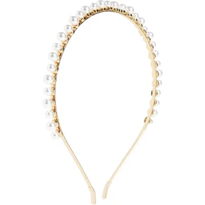 Ettika Elegant Faux Pearl Headband In Gold