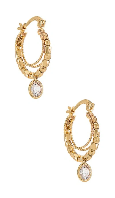 Ettika Embellished Hoop Earrings In Metallic Gold