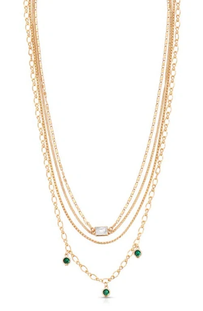 Ettika Emerald City Layered Charm Necklace In Green