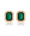 Ettika Emerald Deco Stud Earrings In Green