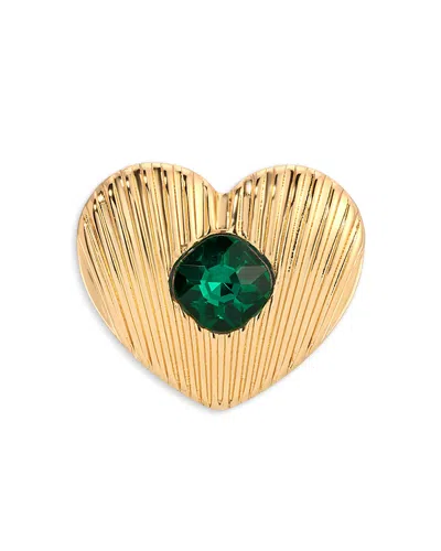 Ettika Emerald Heart Brooch In Brown