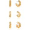 Ettika Everyday Set Of 3 Huggie Hoop Earrings In Gold