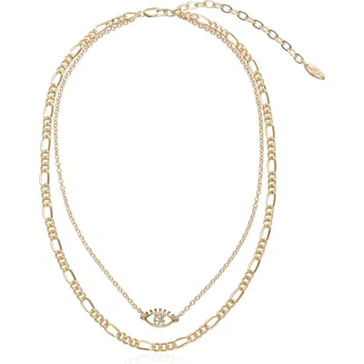 Ettika Evil Eye Pendant Layered Chain Necklace In Gold