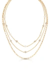 Ettika Faux Pearl & Crystal Layered Station Necklace In Gold