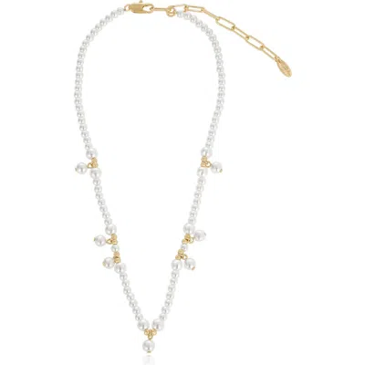 Ettika Faux Pearl Beaded Charm Necklace