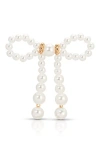 Ettika Faux Pearl Bow Brooch In White