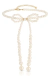 Ettika Faux Pearl Bow Choker Necklace In Gold