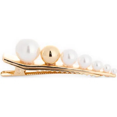 Ettika Faux Pearl Bubble Hair Clip In Gold