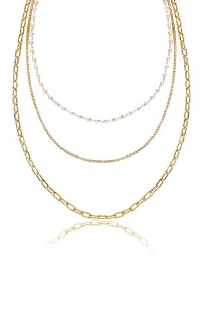 Ettika Faux Pearl Chain Layered Necklace