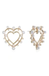 Ettika Faux Pearl Heart Drop Earrings In Gold