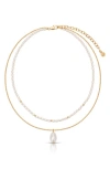 Ettika Faux Pearl Layered Necklace In Gold
