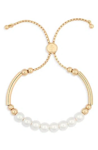 Ettika Faux Pearl Slider Bracelet In Gold
