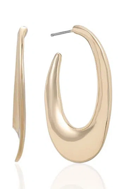 Ettika Flat Oval Hoop Earrings In Gold