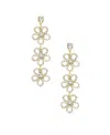 Ettika Flower Power Triple Drop 18k Gold Plated Earrings In Gold