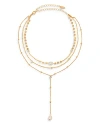 Ettika Forever Cultured Freshwater Pearl Layered Y-necklace In White/gold