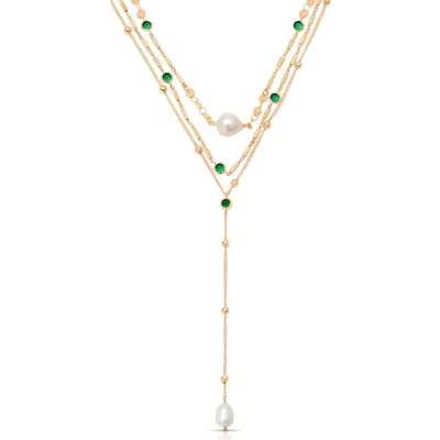 Ettika Forever Falling Freshwater Pearl Layered Y-necklace In Gold