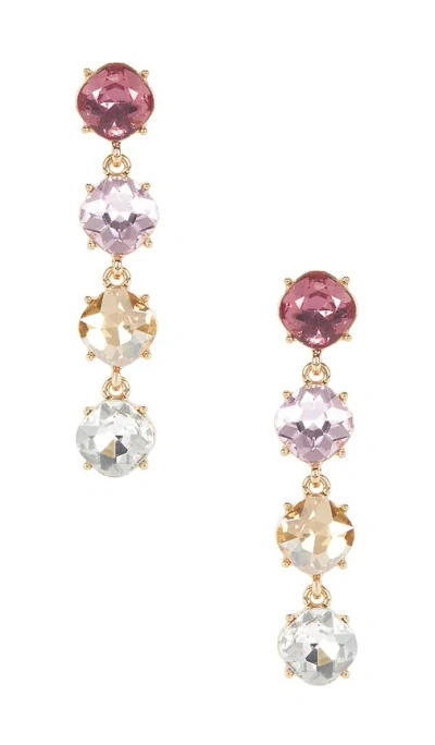 Ettika Four The Money Earrings In Pink Crystal