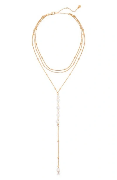 Ettika Freshwater Pearl Dreams Y-necklace In Gold