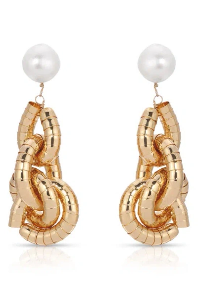 Ettika Liquid Gold-plated Cultured Freshwater Pearl 18k Gold-plated Drop Earrings In Gold/white