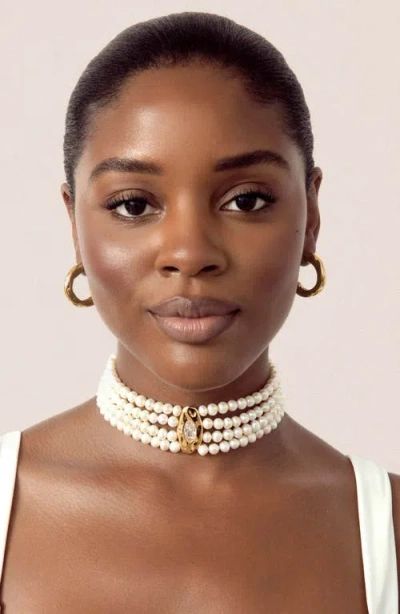 Ettika Freshwater Pearl Luxe Choker Necklace In Neutral