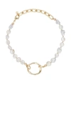 Ettika Freshwater Pearl Open Ring Choker In Gold