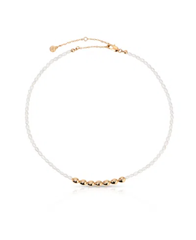 Ettika Freshwater Pearl Polished Pebble Beaded Necklace In White