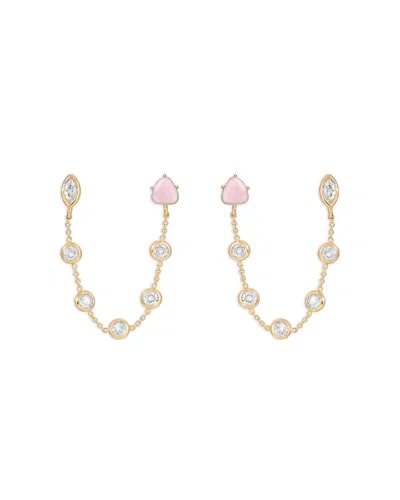 Ettika Gemlite Chain Double Piercing Earrings In Gold
