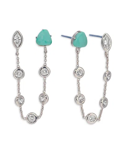 Ettika Gemlite Chain Double Piercing Earrings In Multi