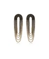 Ettika Glass Drape Fringe 18k Gold Plated Earrings In Black