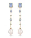 Ettika Gleaming Cubic Zirconia Linear Earrings In Blue