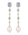 Ettika Gleaming Cubic Zirconia Linear Earrings In Blue/gold