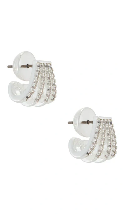 Ettika Glisten Wing Pave Earrings In 透视水晶、银色