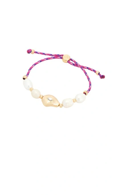 Ettika Gold And Pearl Cord Bracelet In Pink