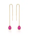 Ettika Gold Plated Chain And Crystal Dangle Earrings In Fuchsia