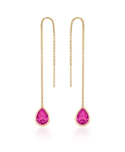 Ettika Gold Plated Chain And Crystal Dangle Earrings In Fuchsia