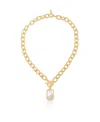 Ettika Chain Link And Mother Of Pearl 18k Gold Plated Pendant Necklace In Gold