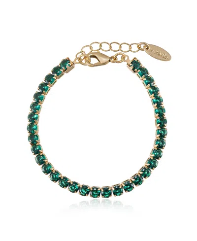Ettika Gold Plated Giselle Sparkle Crystal Bracelet In Green