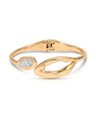 ETTIKA GOLD PLATED MOLTEN MARQUISE CUFF BRACELET