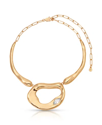 ETTIKA GOLD PLATED MOLTEN MARQUISE NECKLACE