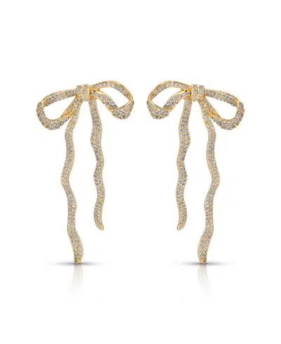 ETTIKA GOLD PLATED PAVE BOW EARRINGS