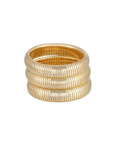 ETTIKA GOLDEN HOUR STRETCH BRACELETS IN 18K GOLD PLATED OR RHODIUM PLATED, SET OF 3
