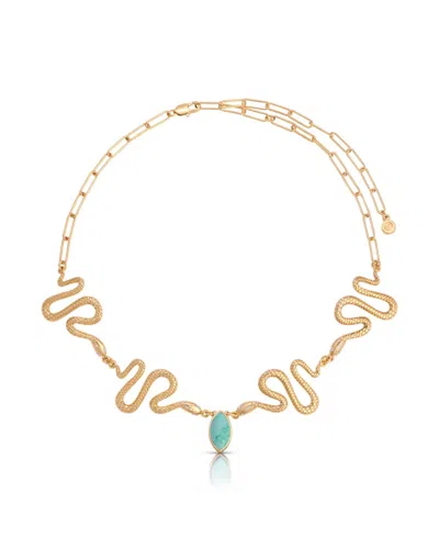 Ettika Gold-plated Turquoise Serpentina Snake Choker Necklace