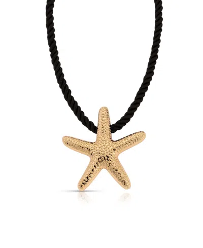 Ettika Gold-tone Starfish Statement Pendant Necklace In Black