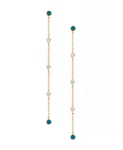 ETTIKA GREEN OPAL LINEAR EARRINGS IN 18K GOLD PLATING